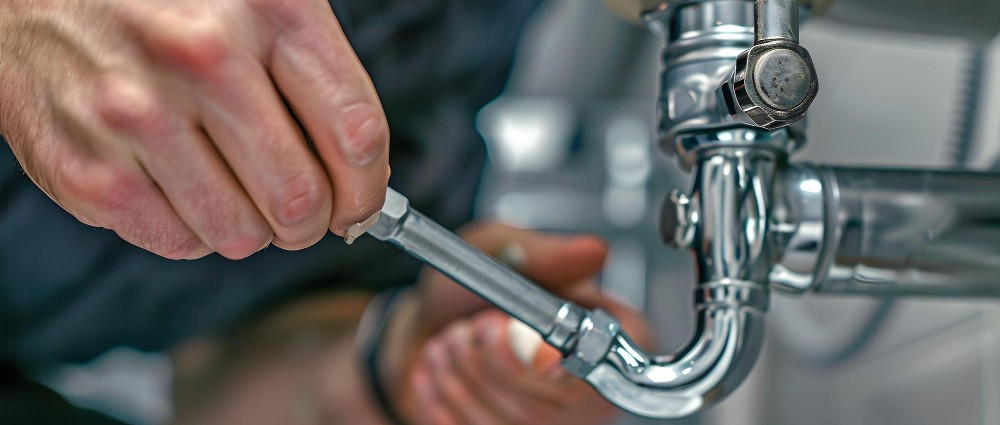 RED SEAL PLUMBER FIXING A PIPE