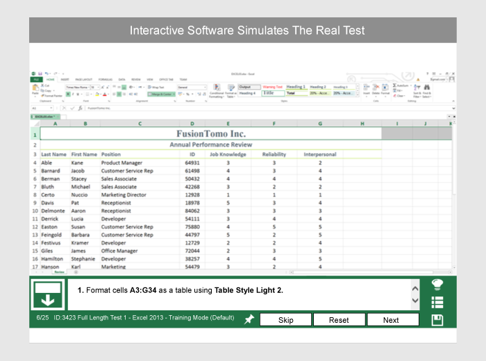 Free Excel Test Sample Questions