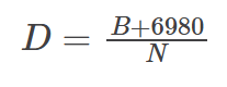 D = B + 6980 N