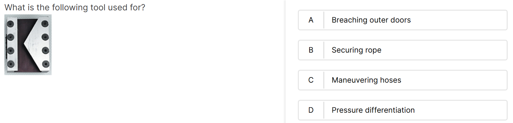 firefighting tools sample question