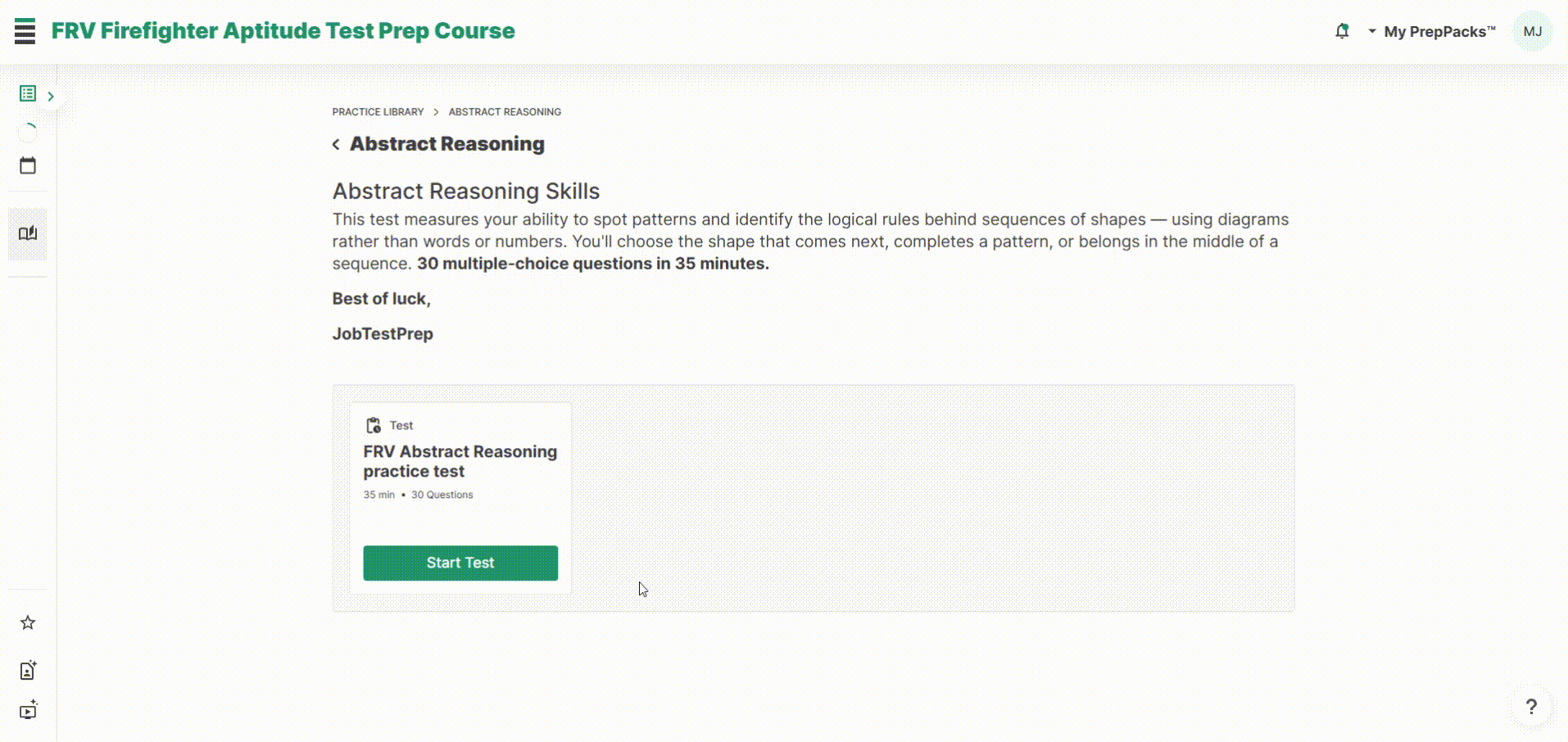 ABSTRACT REASONING FRV test preview 