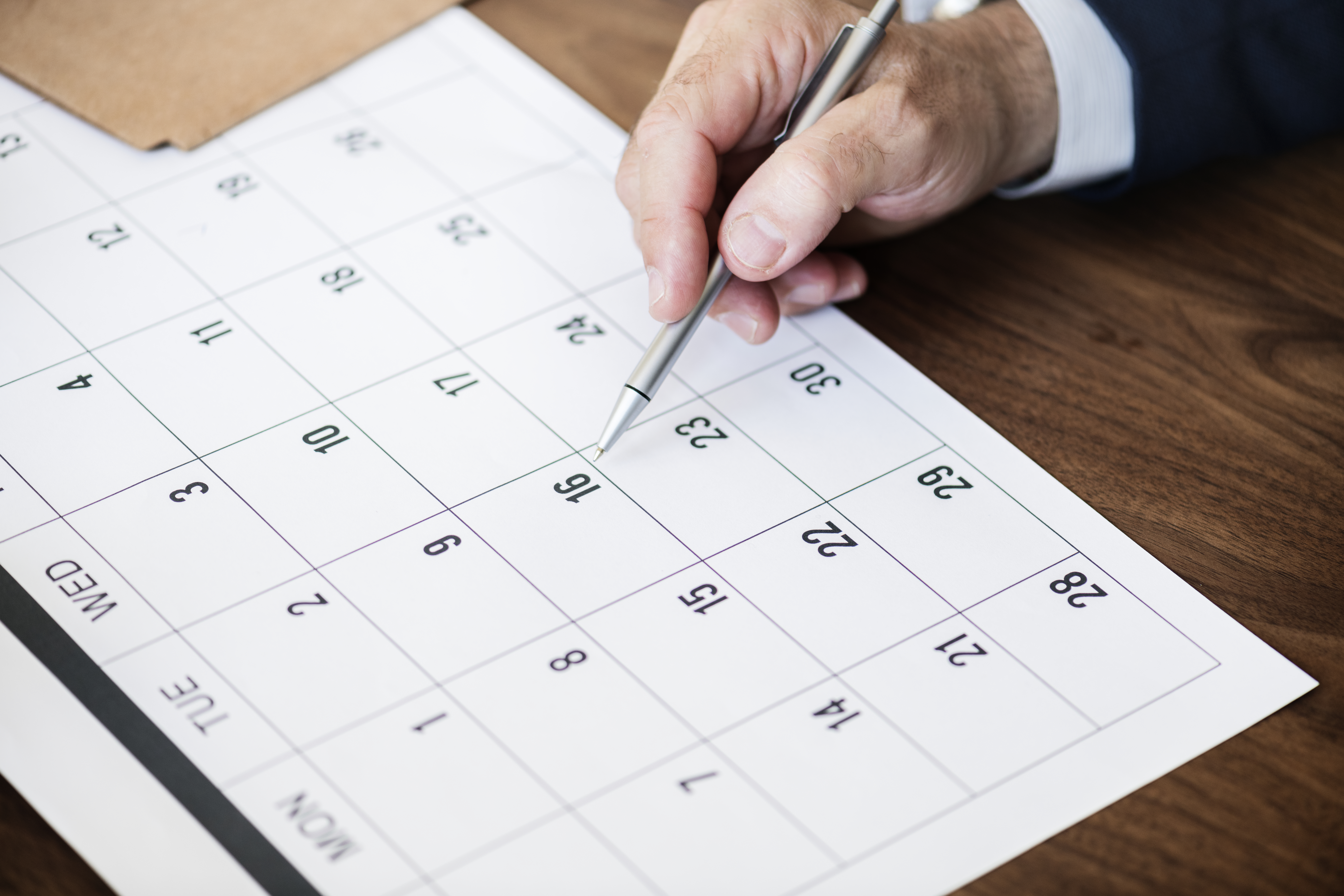 scheduling an exam on a calendar