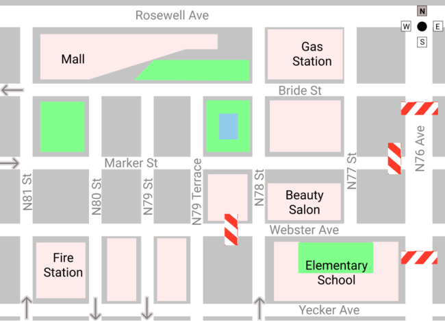 Map for questions 1 and 2