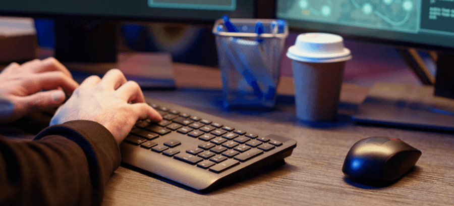 A closeup of a keyboard being used to type