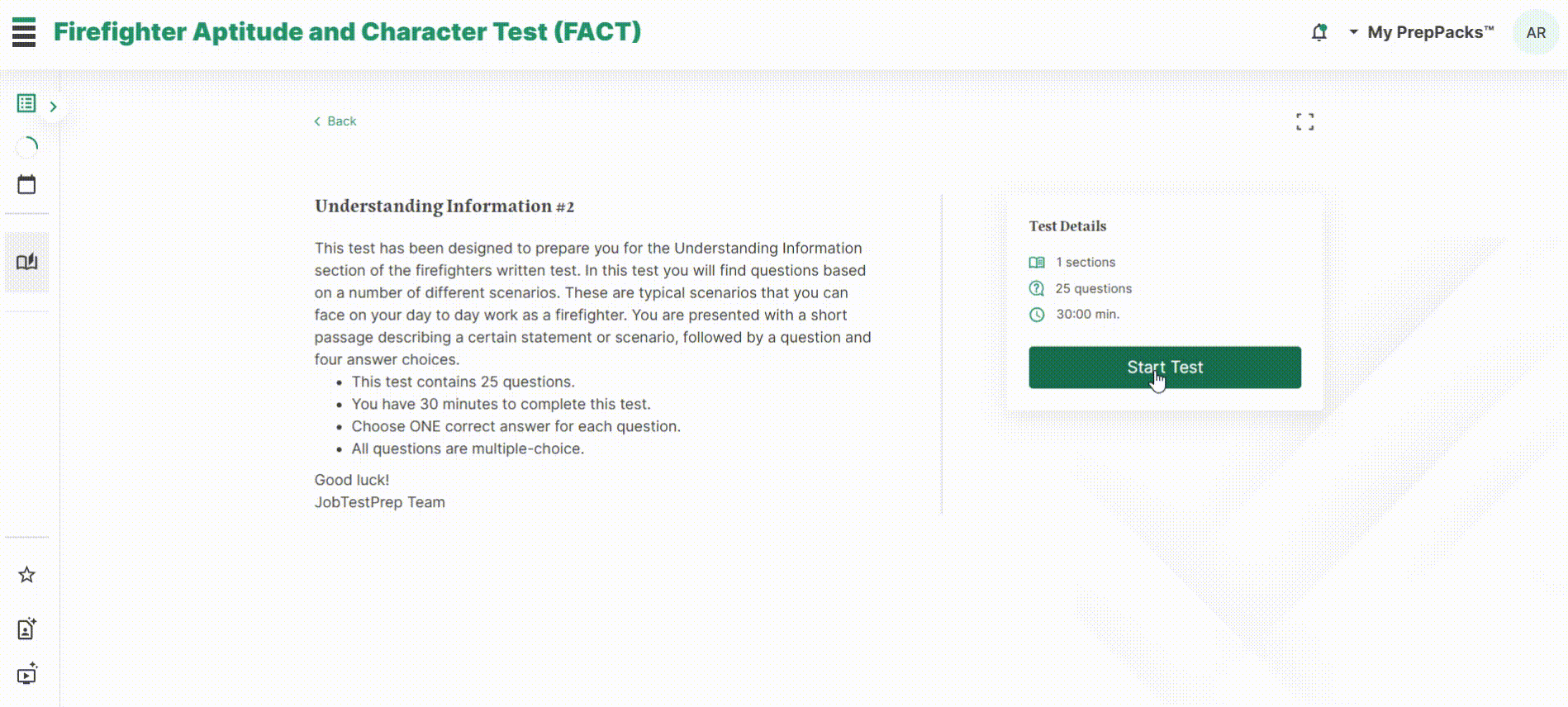 fact reading and writing test Preview