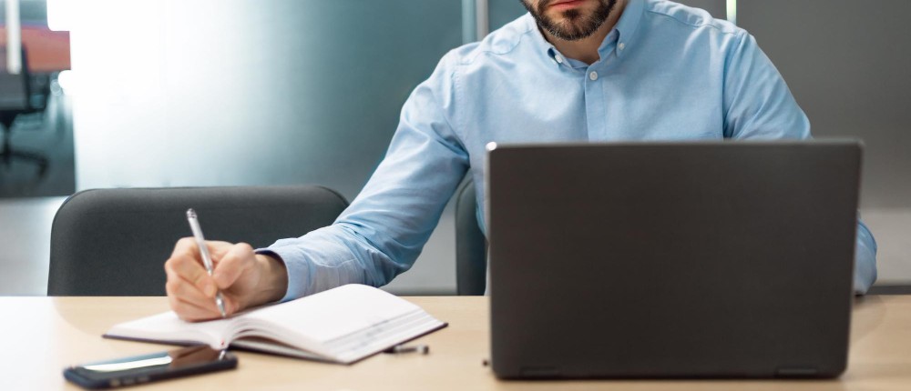 man taking assessment company test