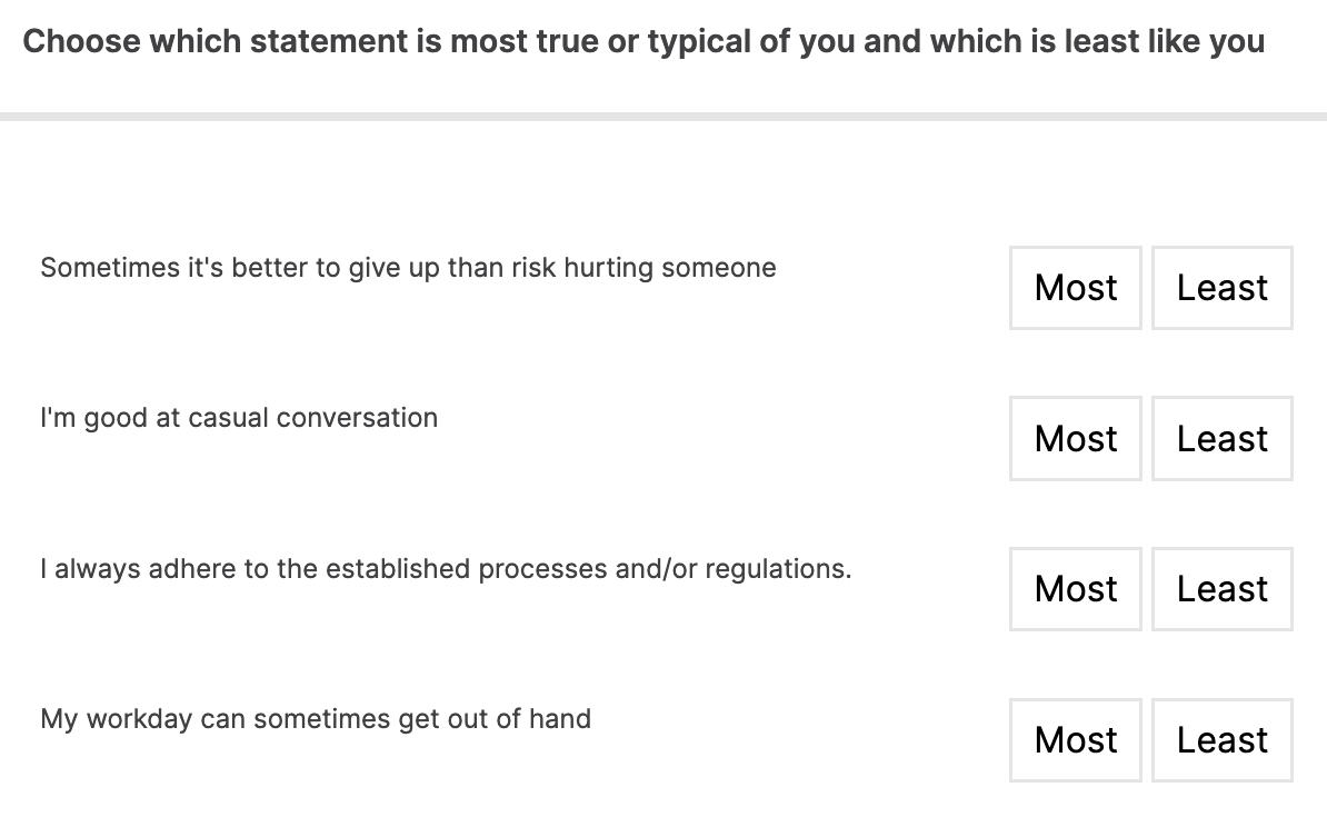 caliper personality profile sample question