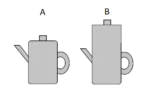 Two pitchers, one taller, the other with a lower spout