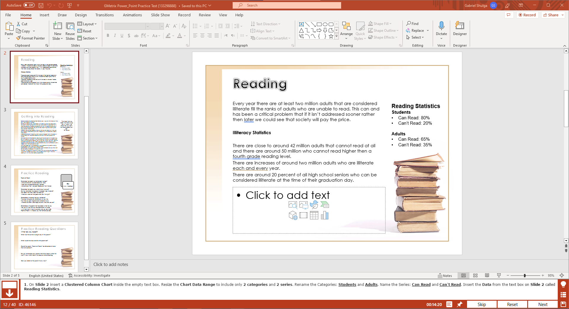 presentation practical questions Insert tables, charts, SmartArt, and media
