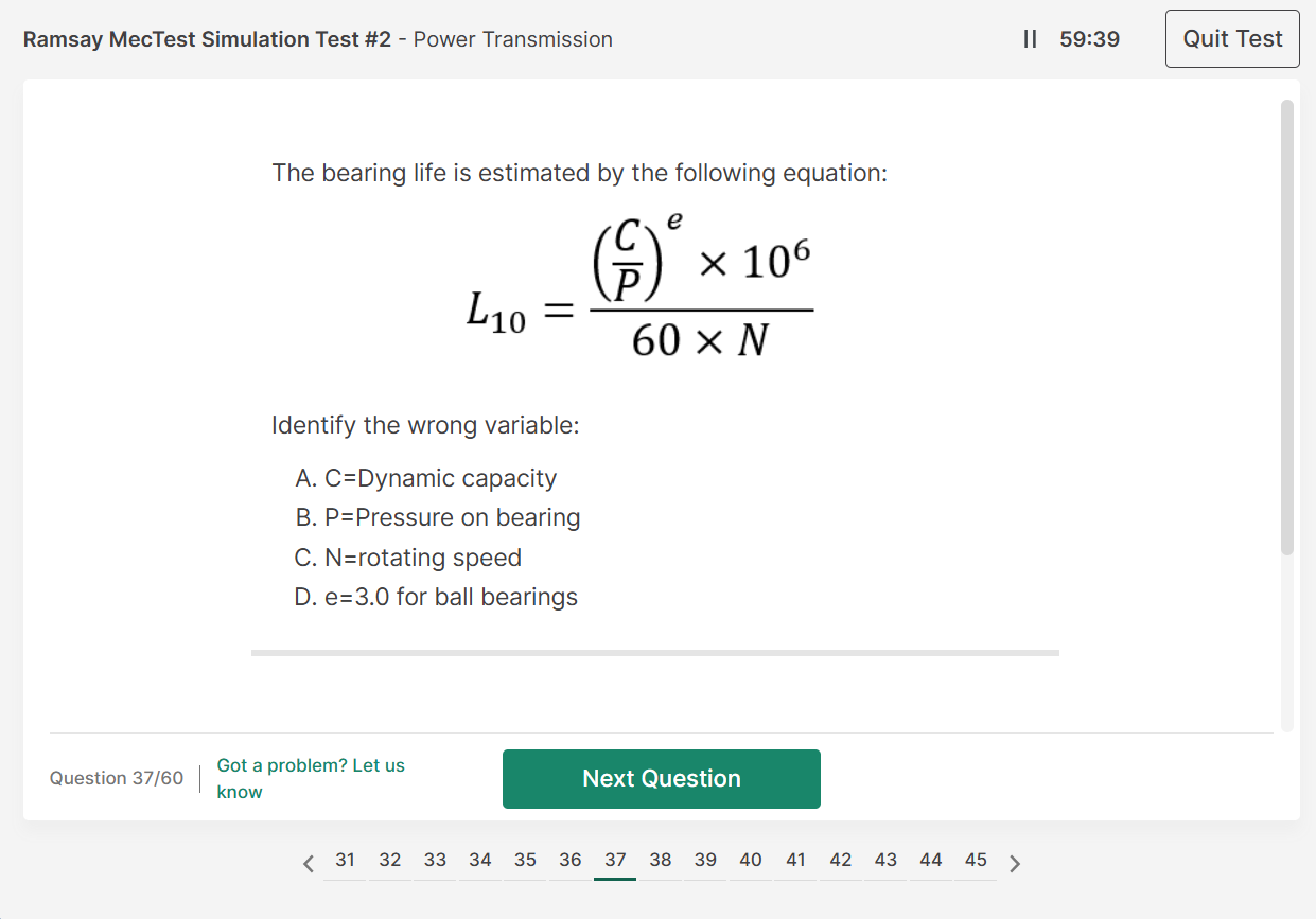 Ramsay MecTest Sample Question