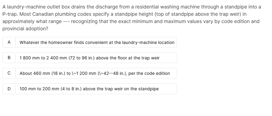 E - Fixtures and Appliances and Water Treatment plumbing test