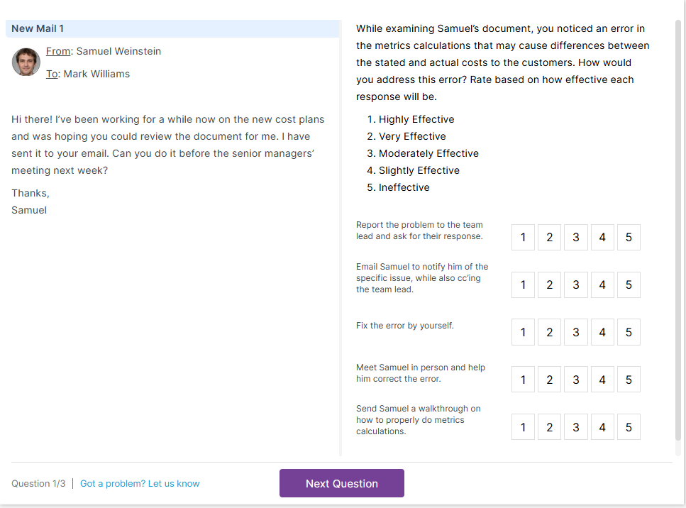 Amazon Work Simulation Sample Question