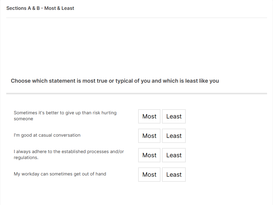 Caliper Personality Question